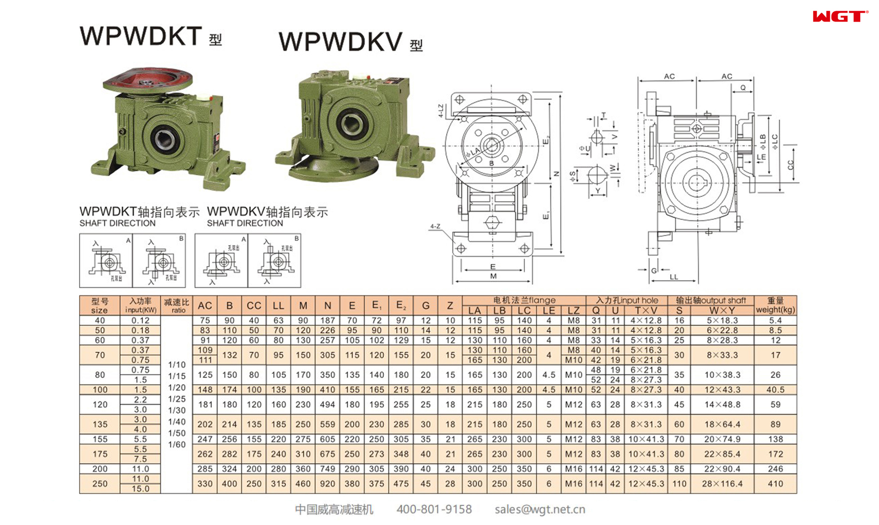 WPWDKT WPWDKV250 Worm Gear Reducer Universal Reducer