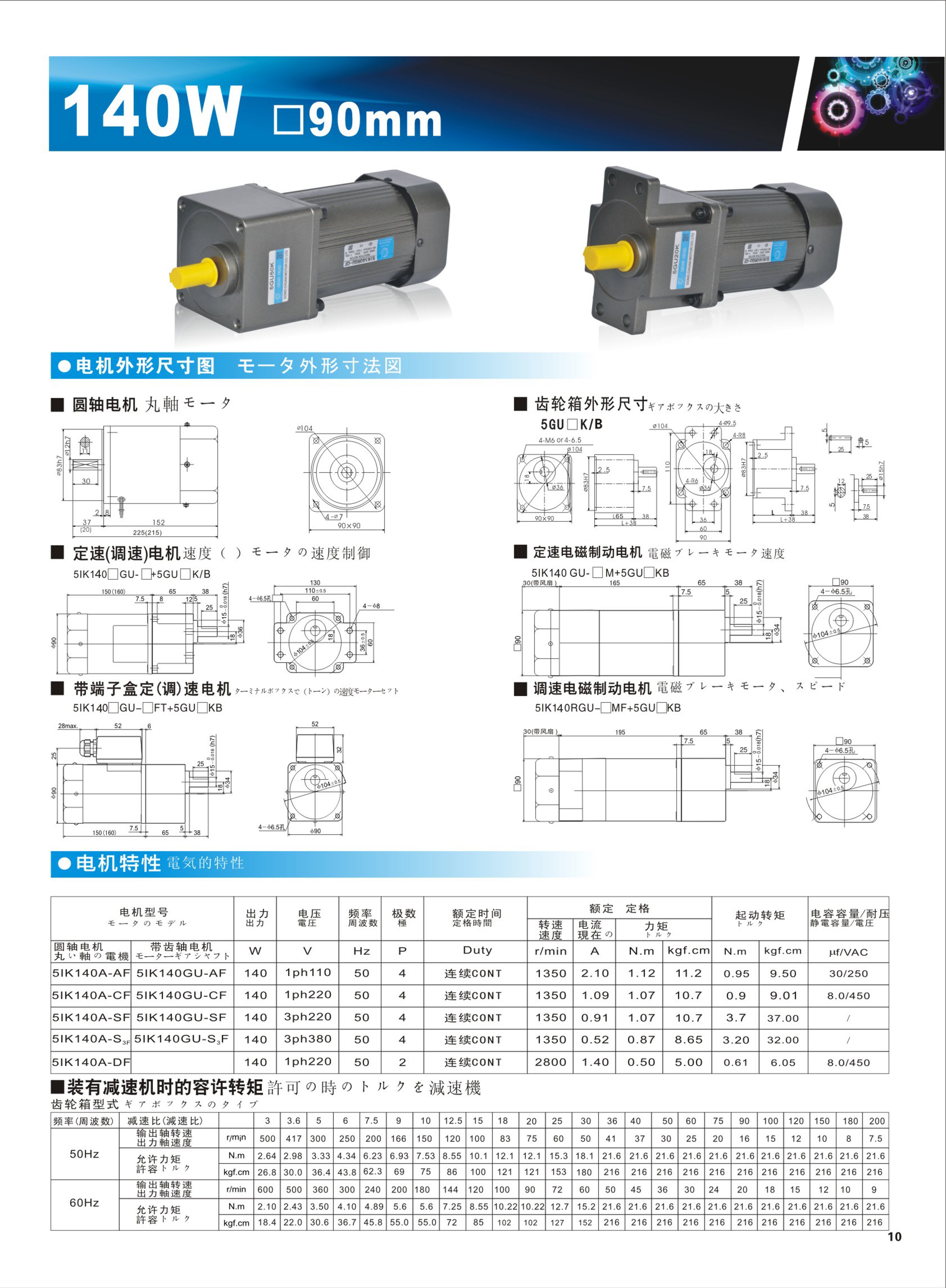 51IK140A-S3F 140W 90mm GEAR REDUCER MOTOR_Series Gearbox