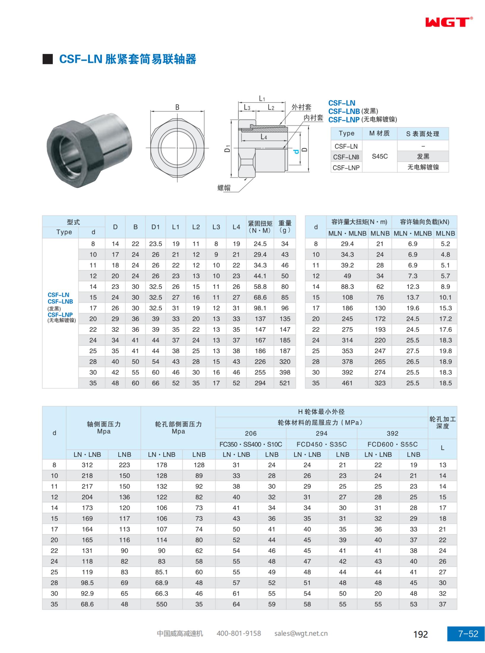 CSF-LN expansion sleeve simple coupling