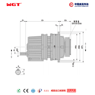 P2SA32 (i:45-125) P シリーズ遊星プライマリヘリカルギヤ平行軸ロッキングディスク付き中空軸