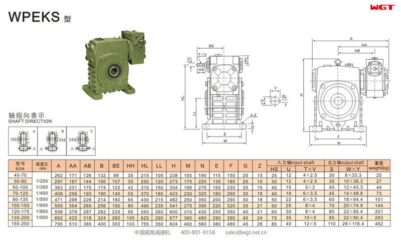 WPEKS120-175 Worm Gear Reducer DOUBLE SPEED REDUCER