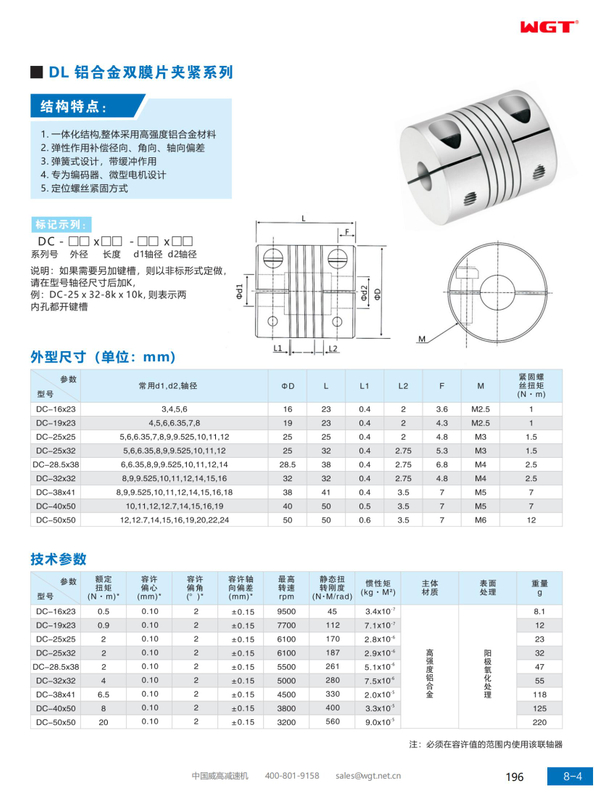 DL aluminum alloy double diaphragm clamping series