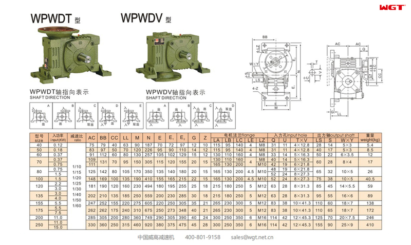 WPWDT WPWDV80 Worm Gear Reducer UNIVERSAL SPEED REDUCER