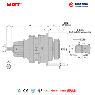 P3NA34 (i:140-280) P series planetary standard type (coaxial type) hollow shaft with locking disc