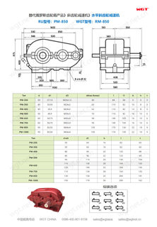 Horizontal helical gearbox cylindrical reducer RM-850 for lifting and construction industry