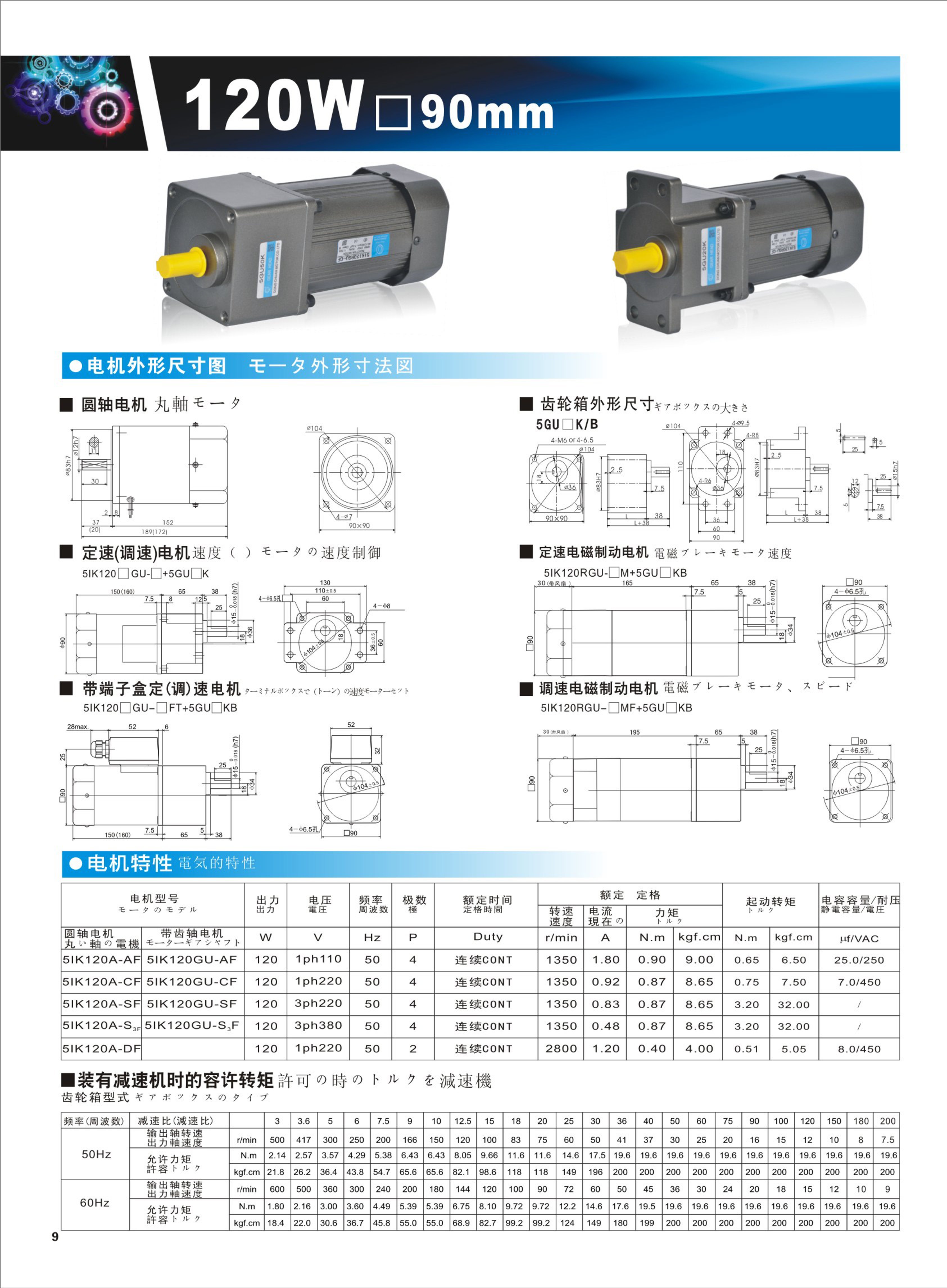 51IK120A-SF 120W 90mm GEAR REDUCER MOTOR_Series Gearbox