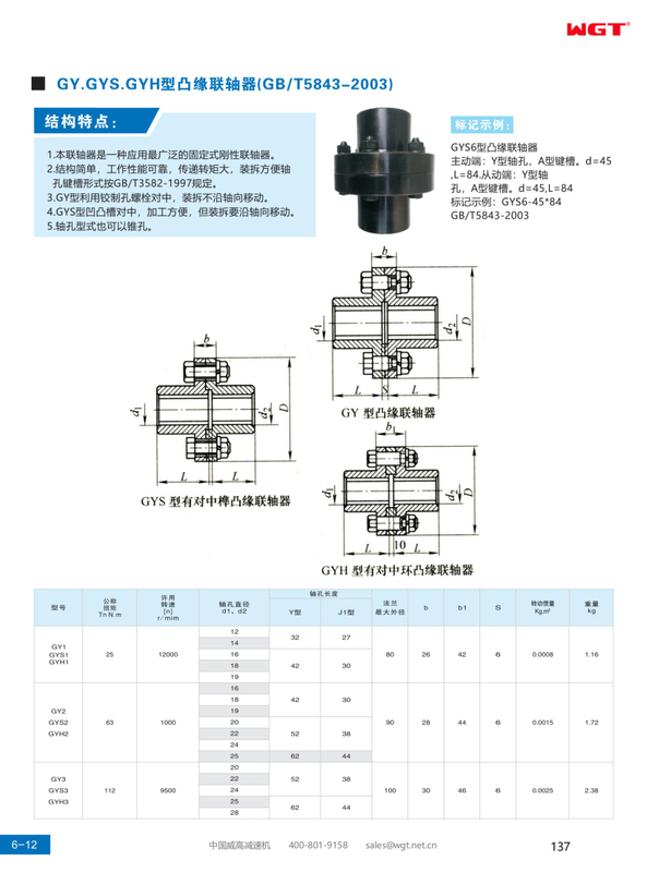 GY.GYS.GYH type flange coupling (GB/T5843-2003)