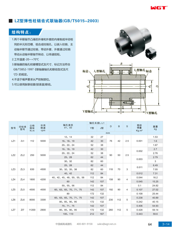 LZ type elastic pin gear coupling (GB/T5015-2003)