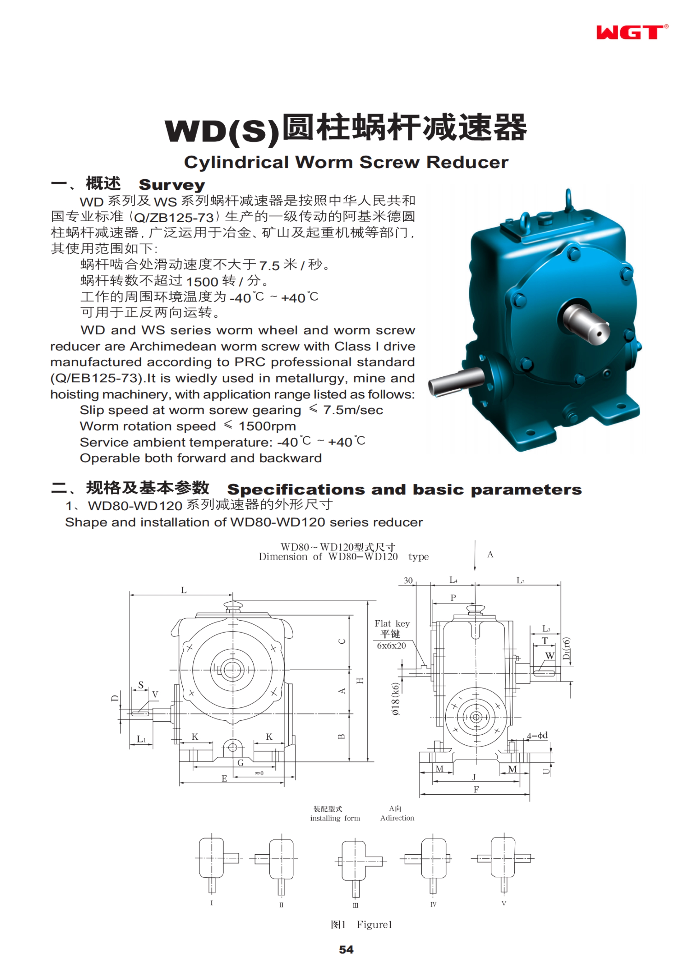 WD250 cylindrical worm reducer WGT